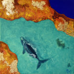 Whale art, shining colors.
