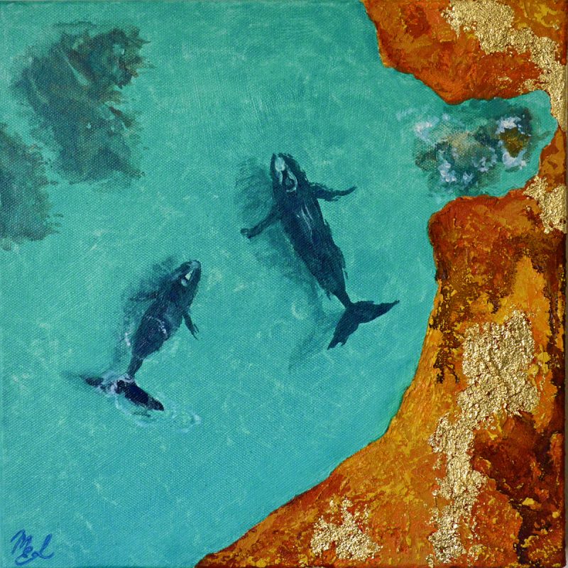 Whales, painting, limited edition.