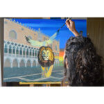 Artist painting a Venetian theme picture