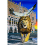 Oil painting representing St Mark lion