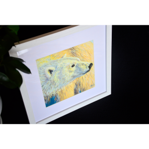 Polar bear painting, framed, for sale
