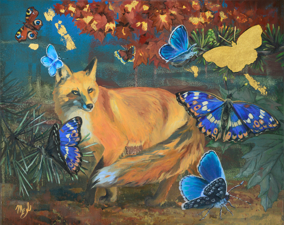 Fox in the woods, art
