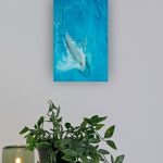 Blue Whale art with plant