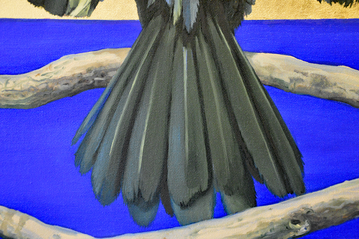 Dettaglio cormorano, olio su tela, Luciani