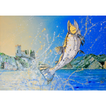 Leaping trout painting
