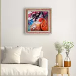 Flamingo oil painting, with abstract details