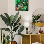 Jungle painting hanging in a creative room.