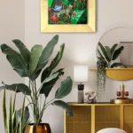 Life in the Jungle_gold and plants_framed