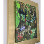 Oil on canvas, nature theme, with golden frame