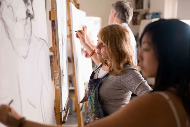 art experience with large canvas, corporate team building